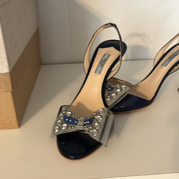 Prada blue bow open-toe pumps size 9 - Picture 2 of 11